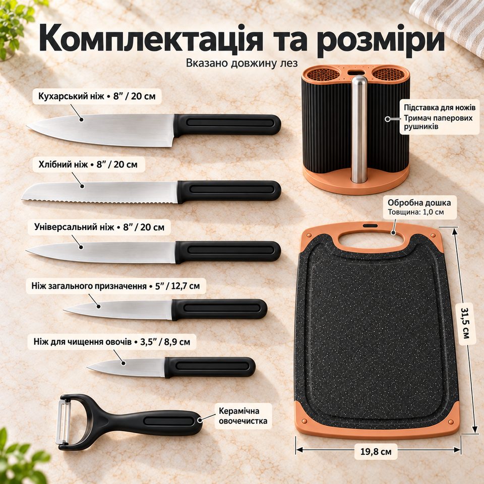 Комплектація набору та довжина лез